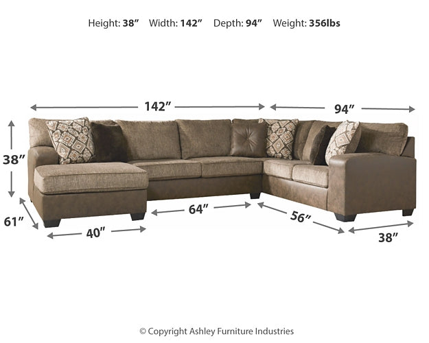 Abalone 3-Piece Sectional with Ottoman Royal Furniture