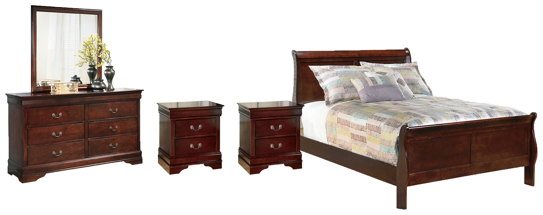 Alisdair Full Sleigh Bed with Mirrored Dresser and 2 Nightstands Royal Furniture