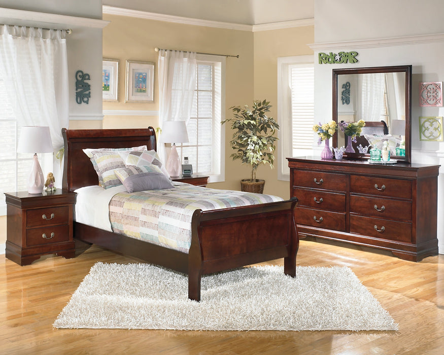 Alisdair Twin Sleigh Bed with Mirrored Dresser and 2 Nightstands Royal Furniture