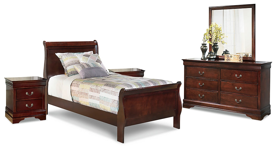 Alisdair Twin Sleigh Bed with Mirrored Dresser and 2 Nightstands Royal Furniture