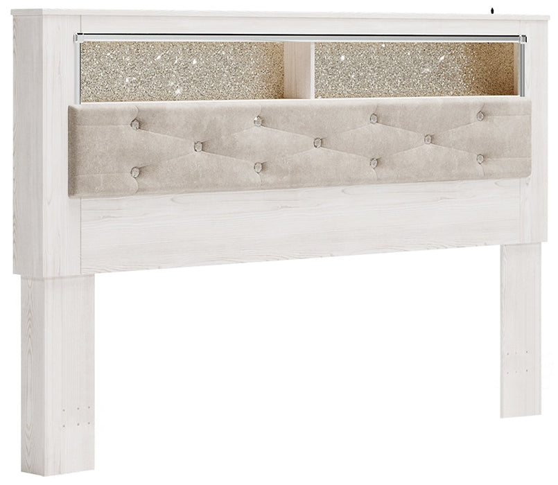 Altyra King Bookcase Headboard with Mirrored Dresser, Chest and Nightstand Royal Furniture