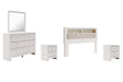 Altyra King Bookcase Headboard with Mirrored Dresser and 2 Nightstands Royal Furniture