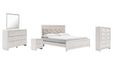 Altyra King Panel Bed with Mirrored Dresser, Chest and Nightstand Royal Furniture