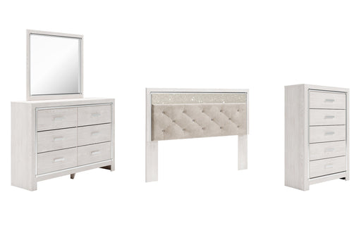 Altyra King Panel Headboard with Mirrored Dresser and Chest Royal Furniture