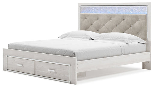 Altyra King Upholstered Storage Bed with Mirrored Dresser and Nightstand Royal Furniture