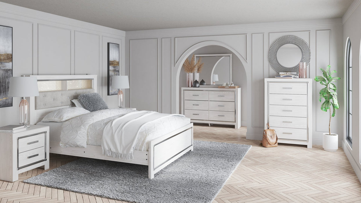 Altyra Queen Bookcase Headboard with Mirrored Dresser, Chest and 2 Nightstands Royal Furniture