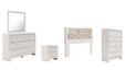 Altyra Queen Bookcase Headboard with Mirrored Dresser, Chest and Nightstand Royal Furniture