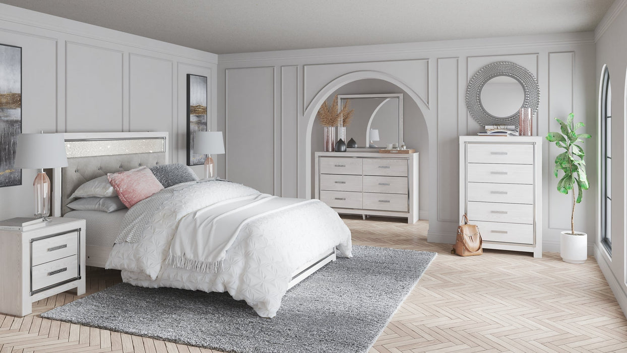 Altyra Queen Panel Bed with Mirrored Dresser Royal Furniture