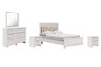 Altyra Queen Panel Bed with Mirrored Dresser and 2 Nightstands Royal Furniture