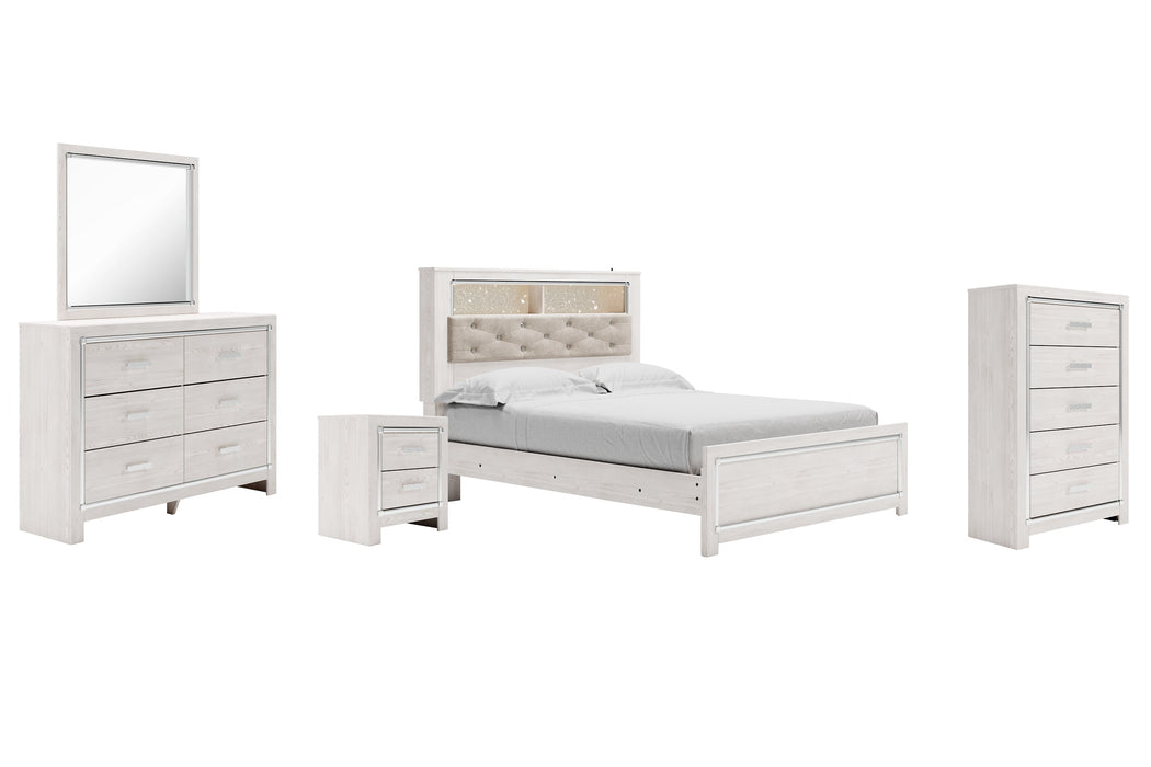 Altyra Queen Panel Bookcase Bed with Mirrored Dresser, Chest and Nightstand Royal Furniture