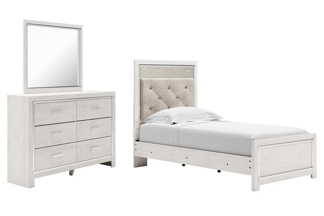 Altyra Twin Panel Bed with Mirrored Dresser Royal Furniture