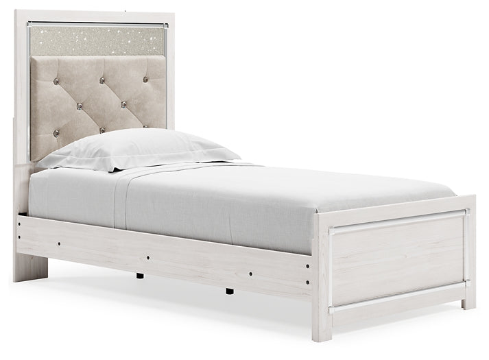 Altyra Twin Panel Bed with Mirrored Dresser Royal Furniture