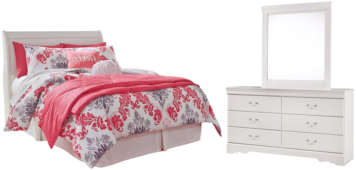 Anarasia Full Sleigh Headboard with Mirrored Dresser Royal Furniture