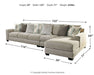 Ardsley 3-Piece Sectional with Chaise Royal Furniture