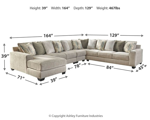 Ardsley 5-Piece Sectional with Ottoman Royal Furniture