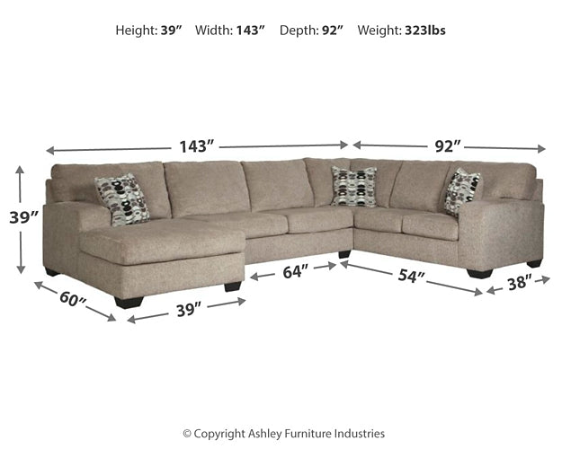 Ballinasloe 3-Piece Sectional with Ottoman Royal Furniture