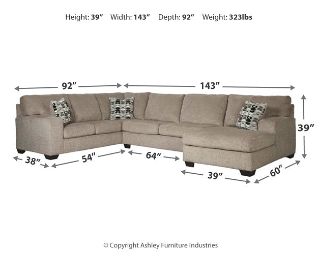 Ballinasloe 3-Piece Sectional with Ottoman Royal Furniture