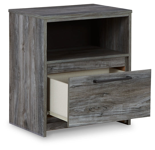 Baystorm King Panel Bed with 2 Storage Drawers with Mirrored Dresser, and Nightstand Royal Furniture