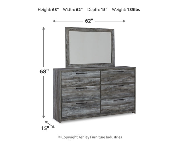 Baystorm Queen Panel Bed with Mirrored Dresser Royal Furniture