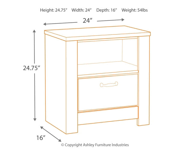 Bellaby One Drawer Night Stand Royal Furniture