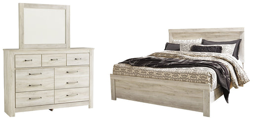 Bellaby Queen Panel Bed with Mirrored Dresser Royal Furniture