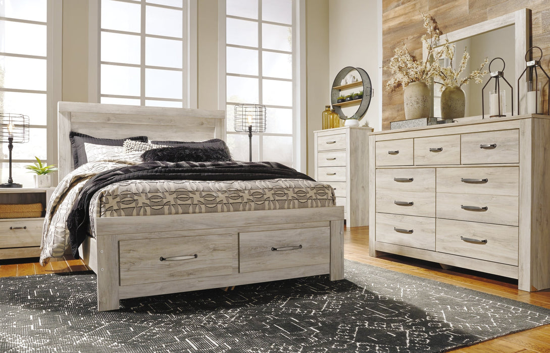 Bellaby Queen Panel Headboard with Mirrored Dresser, Chest and Nightstand Royal Furniture