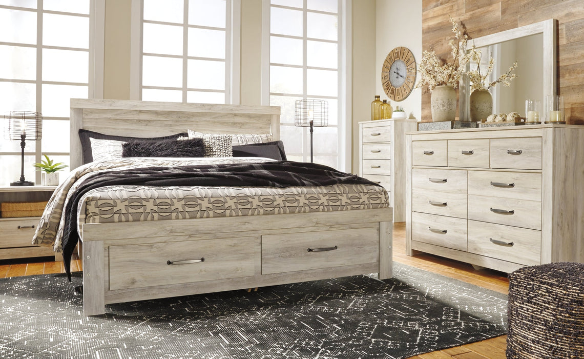 Bellaby Queen Panel Headboard with Mirrored Dresser, Chest and Nightstand Royal Furniture