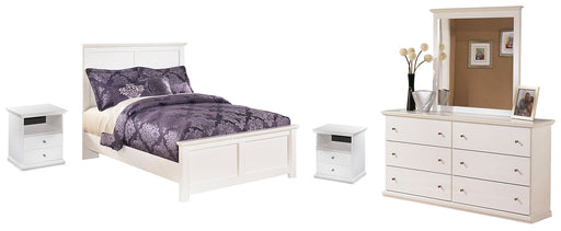 Bostwick Shoals Full Panel Bed with Mirrored Dresser and 2 Nightstands Royal Furniture