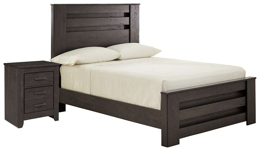 Brinxton Full Panel Bed with Nightstand Royal Furniture