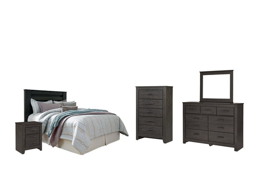 Brinxton King/California King Panel Headboard with Mirrored Dresser, Chest and Nightstand Royal Furniture