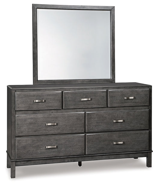 Caitbrook Queen Storage Bed with 8 Storage Drawers with Mirrored Dresser, Chest and Nightstand Royal Furniture