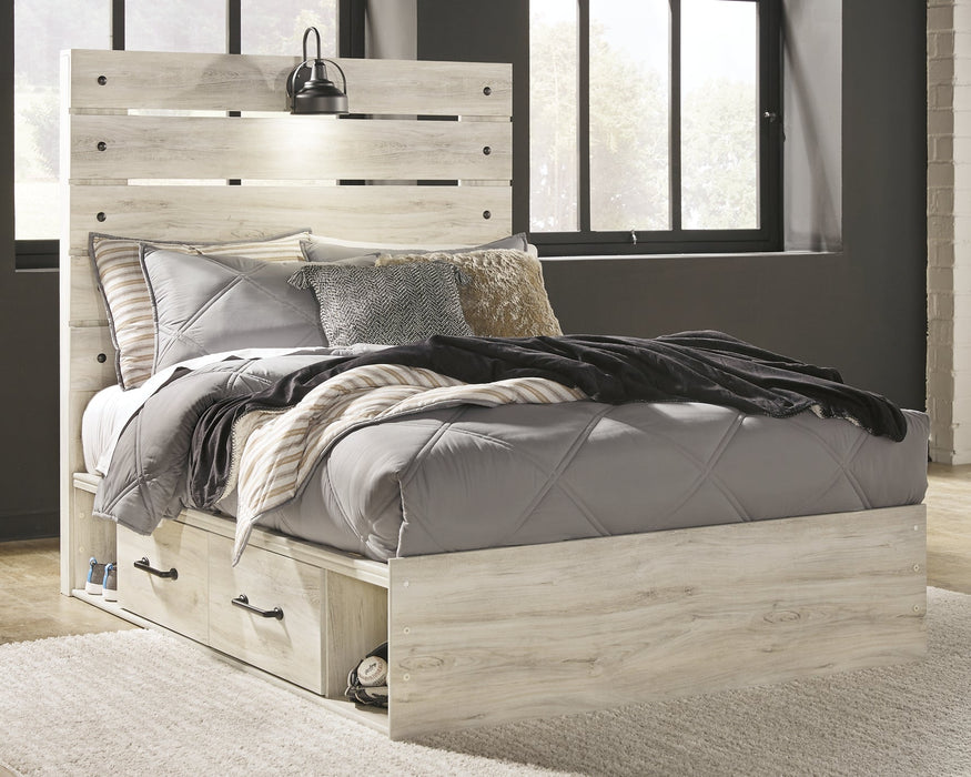 Cambeck Full Panel Bed with 4 Storage Drawers with Mirrored Dresser Royal Furniture