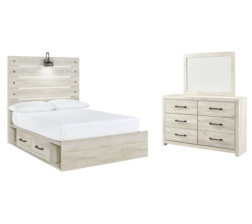 Cambeck Full Panel Bed with 4 Storage Drawers with Mirrored Dresser Royal Furniture