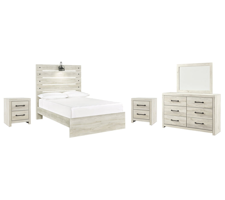 Cambeck Full Panel Bed with Mirrored Dresser and 2 Nightstands Royal Furniture