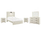 Cambeck Full Panel Bed with Mirrored Dresser and 2 Nightstands Royal Furniture