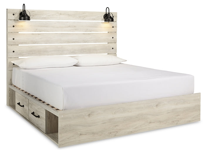 Cambeck King Panel Bed with 2 Storage Drawers with Mirrored Dresser, Chest and Nightstand Royal Furniture