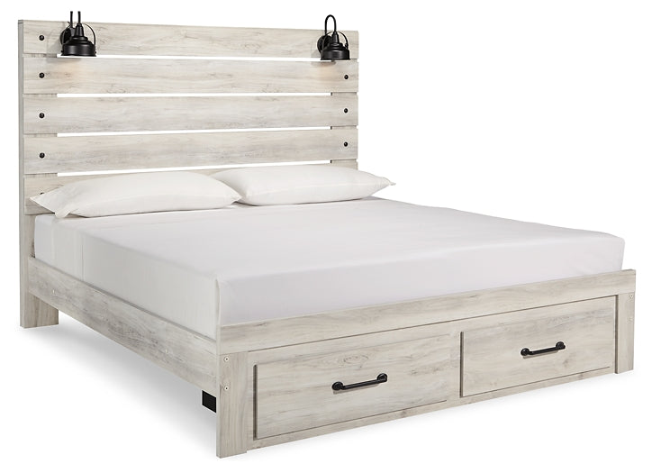 Cambeck King Panel Bed with 2 Storage Drawers with Mirrored Dresser Royal Furniture