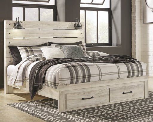 Cambeck King Panel Bed with 2 Storage Drawers with Mirrored Dresser Royal Furniture