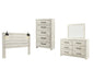 Cambeck King Panel Headboard with Mirrored Dresser and Chest Royal Furniture