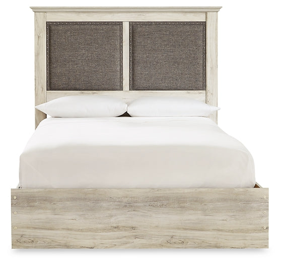 Cambeck King Upholstered Panel Bed with Mirrored Dresser, Chest and 2 Nightstands Royal Furniture