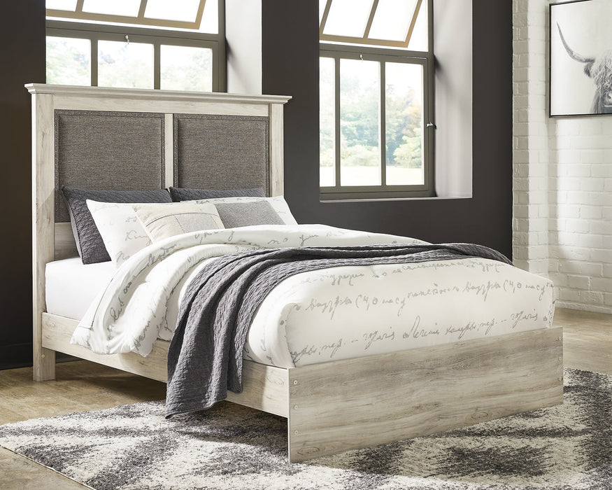 Cambeck King Upholstered Panel Bed with Mirrored Dresser, Chest and Nightstand Royal Furniture