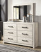 Cambeck King Upholstered Panel Bed with Mirrored Dresser, Chest and Nightstand Royal Furniture