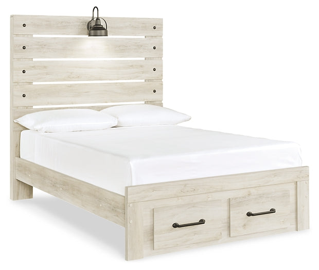 Cambeck Queen Panel Bed with 2 Storage Drawers with Mirrored Dresser, Chest and 2 Nightstands Royal Furniture