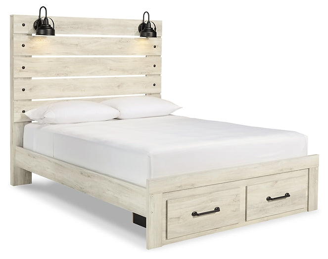 Cambeck Queen Panel Bed with 2 Storage Drawers with Mirrored Dresser, Chest and 2 Nightstands Royal Furniture