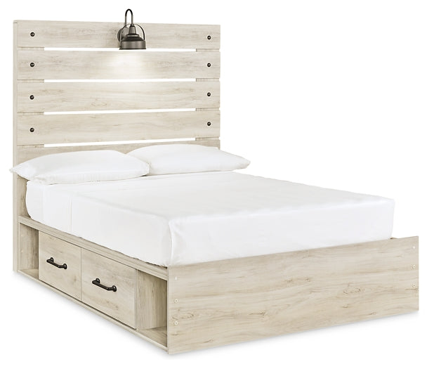 Cambeck Queen Panel Bed with 2 Storage Drawers with Mirrored Dresser, Chest and 2 Nightstands Royal Furniture