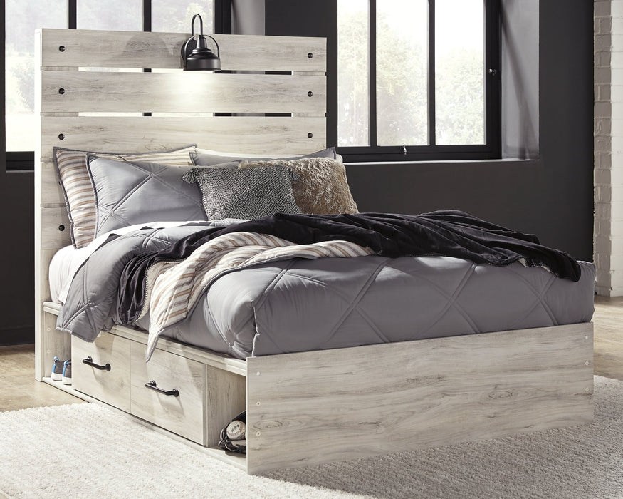 Cambeck Queen Panel Bed with 2 Storage Drawers with Mirrored Dresser Royal Furniture