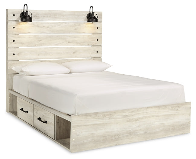 Cambeck Queen Panel Bed with 4 Storage Drawers with Mirrored Dresser and 2 Nightstands Royal Furniture