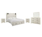 Cambeck Queen Panel Bed with Mirrored Dresser and 2 Nightstands Royal Furniture