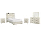 Cambeck Queen Panel Bed with Mirrored Dresser and 2 Nightstands Royal Furniture