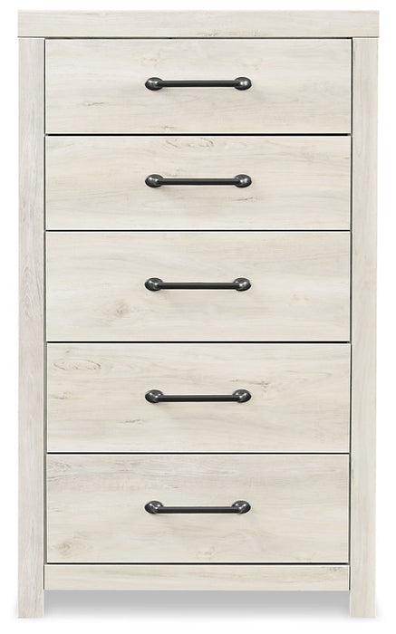 Cambeck Twin Panel Bed with 4 Storage Drawers with Mirrored Dresser, Chest and 2 Nightstands Royal Furniture